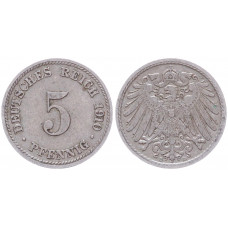 Германия 5 Пфеннигов 1910 D год KM# 11 Мюнхен Германская империя (BOX2407)