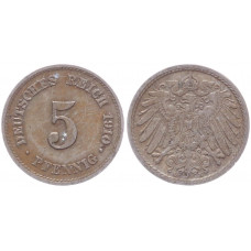 Германия 5 Пфеннигов 1910 E год KM# 11 Мюльденхуттен Германская империя