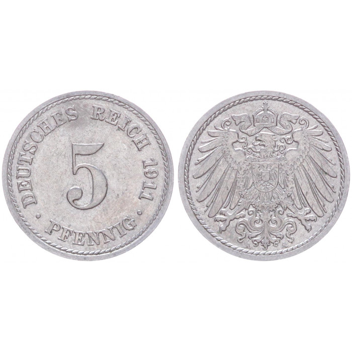 Германия 5 Пфеннигов 1911 A год KM# 11 Берлин Германская империя (BOX2409)