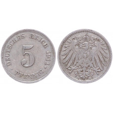 Германия 5 Пфеннигов 1911 D год KM# 11 Мюнхен Германская империя (BOX2410)