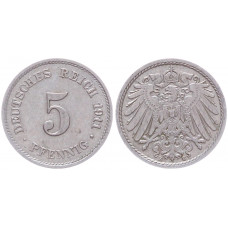 Германия 5 Пфеннигов 1911 E год KM# 11 Мюльденхуттен Германская империя (BOX2411)