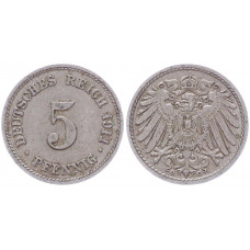 Германия 5 Пфеннигов 1911 G год KM# 11 Карлсруэ Германская империя (BOX2413)