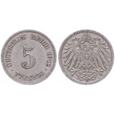 Германия 5 Пфеннигов 1912 E год KM# 11 Мюльденхуттен Германская империя (BOX2417)