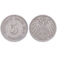 Германия 5 Пфеннигов 1912 F год KM# 11 Штутгарт Германская империя (BOX2418)