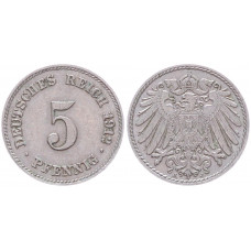 Германия 5 Пфеннигов 1912 J год KM# 11 Гамбург Германская империя (BOX2420)