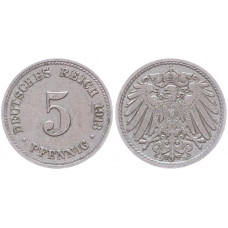 Германия 5 Пфеннигов 1913 D год KM# 11 Мюнхен Германская империя (BOX2422)