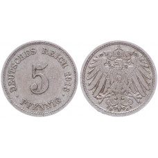 Германия 5 Пфеннигов 1913 E год KM# 11 Мюльденхуттен Германская империя (BOX2423)