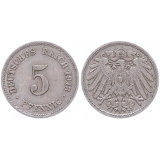Германия 5 Пфеннигов 1913 F год KM# 11 Штутгарт Германская империя (BOX2424)