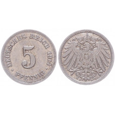 Германия 5 Пфеннигов 1914 D год KM# 11 Мюнхен Германская империя (BOX2427)