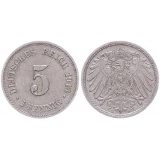 Германия 5 Пфеннигов 1914 E год KM# 11 Мюльденхуттен Германская империя (BOX2428)