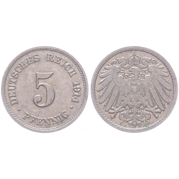 Германия 5 Пфеннигов 1914 J год KM# 11 Гамбург Германская империя (BOX2431)