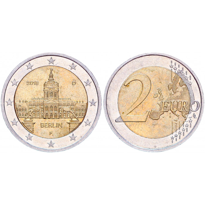 Германия ФРГ 2 Евро 2018 F год KM# 367 Берлин Замок Шарлоттенбург Биметалл
