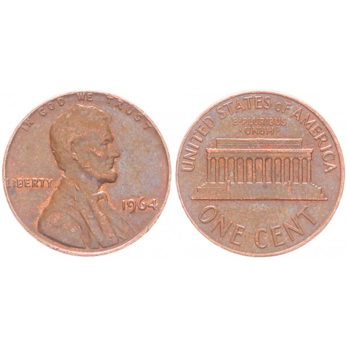 США 1 Цент 1964 год КМ# 201 Филадельфия Линкольн