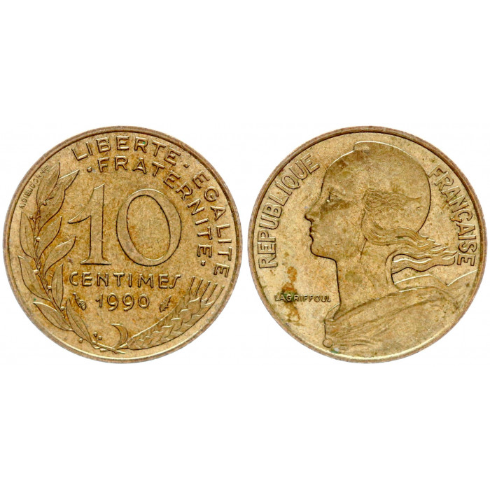 Франция 10 Сентим 1990 год KM# 929 Марианна