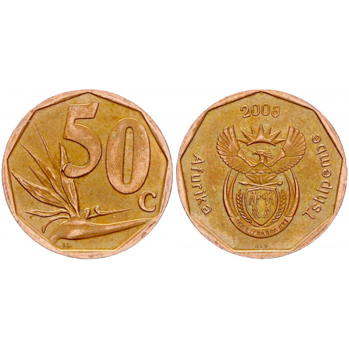 ЮАР 50 Центов 2008 год KM# 443 Стрелиция королевская (BOX2186)