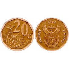 ЮАР 20 Центов 2003 год KM# 327 Гигантская протея (BOX2437)