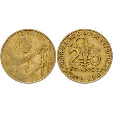 Западно-Африканские Государства 25 Франков 2004 год XF KM# 9 Фигурка для взвешивания золота Таку-Ашанти