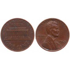 США 1 Цент 1963 год XF- KM# 201 Линкольн Без обозначения монетного двора