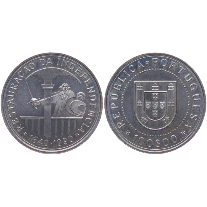 Португалия 100 Эскудо 1990 год UNC KM# 651 350 лет независимости