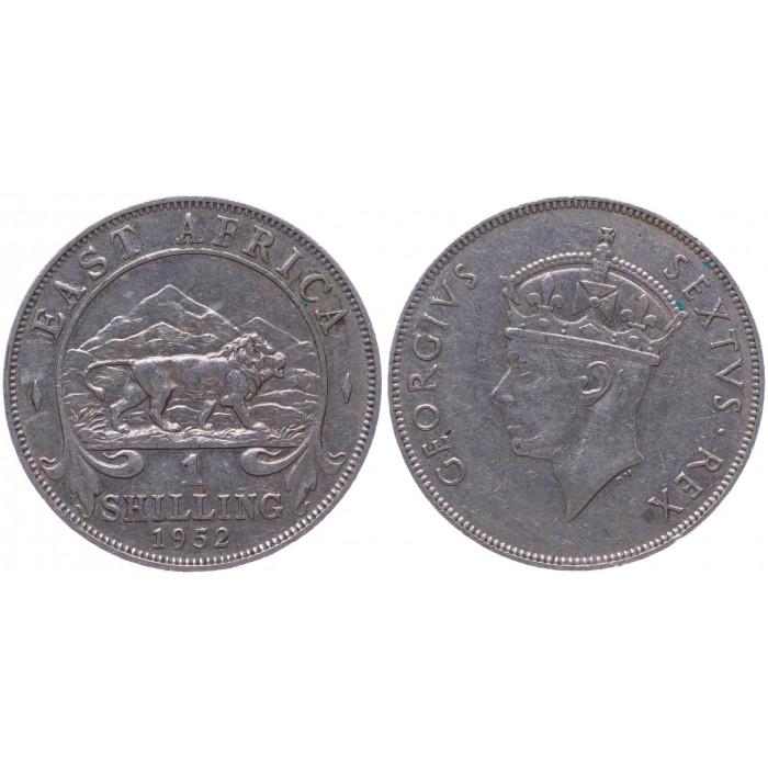 Британская Восточная Африка 1 Шиллинг 1952 год XF KM# 31 Георг VI Без отметки монетного двора