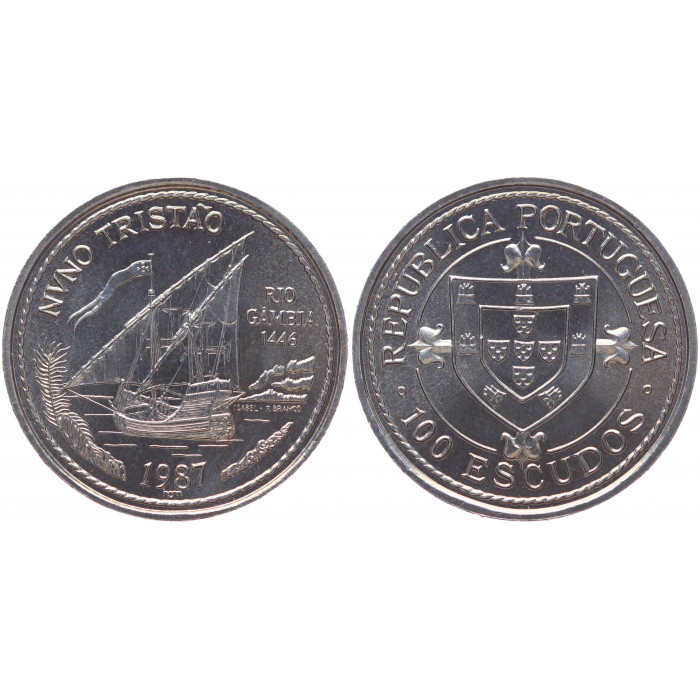 Португалия 100 Эскудо 1987 год UNC KM# 640 Нуну Триштан Золотой век открытий