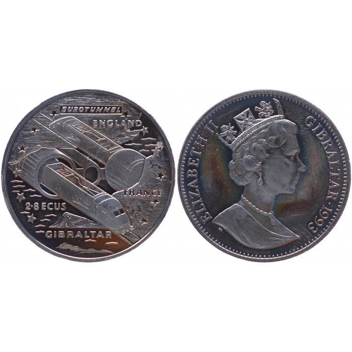 Гибралтар 2,8 Экю 1993 год Proof KM# 478 Евротунель 2 фунта