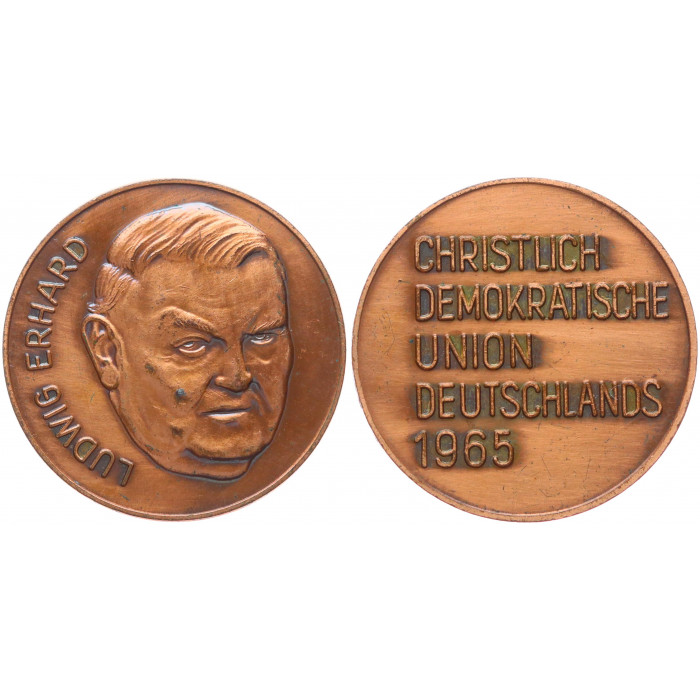 Германия Медаль 1965 год Людвиг Эрхард Христианско - Демократический союз Германии 30 мм