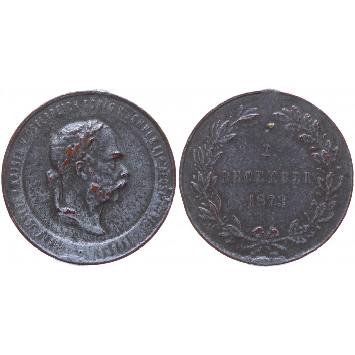 Австрия Медаль 1873 год 25 летие восхождения Франца Иосифа I на престол 37 мм