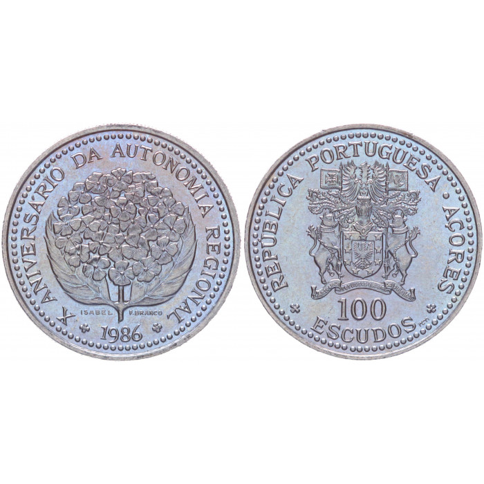 Португалия 100 Эскудо 1986 год UNC KM# 45 Азорские Острова 10-я годовщина региональной автономии