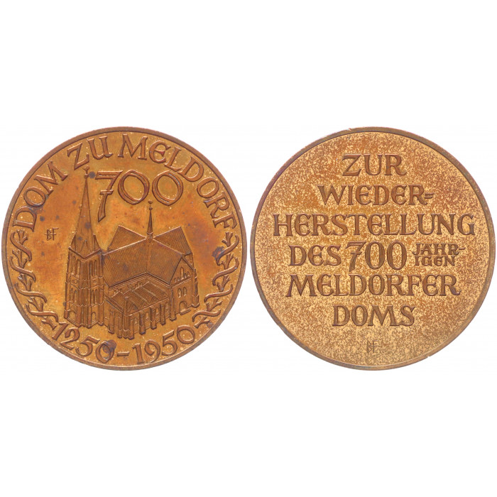 Германия Медаль 1950 год 700 лет Собору в Мельдорфе 40 мм