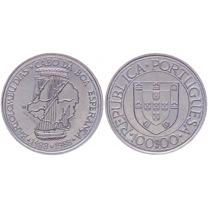 Португалия 100 Эскудо 1988 год UNC KM# 642 Бартоломеу Диаш Золотой век открытий