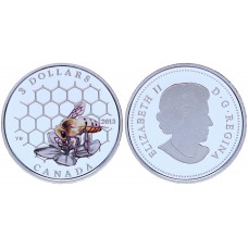Канада 3 Доллара 2013 год Серебро Proof Принт KM# 1367 Пчела и Улей. Цветок Соты Фирменная упаковка