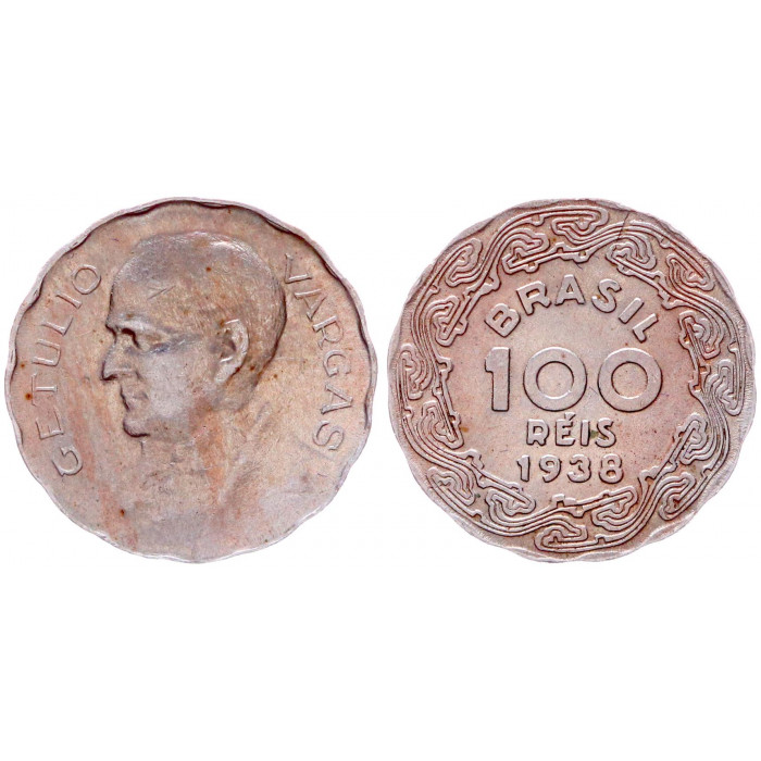Бразилия 100 Рейс 1938 год AUNC- KM# 544 Жетулио Дорнелис Варгас