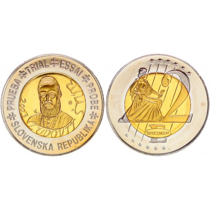Словения 2 Евро 2003 год UNC Фантазийные выпуски ESSAI-PROBE
