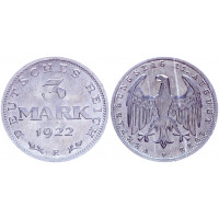 Германия 3 Марки 1922 E год UNC KM# 29 Веймарская Республика