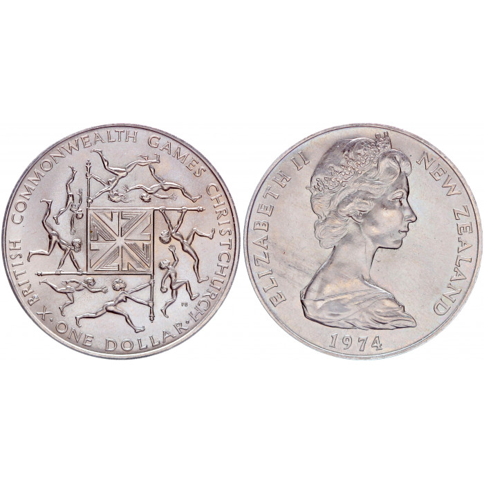 Новая Зеландия 1 Доллар 1974 год UNC KM# 44 X Игры Британского Содружества Елизавета II