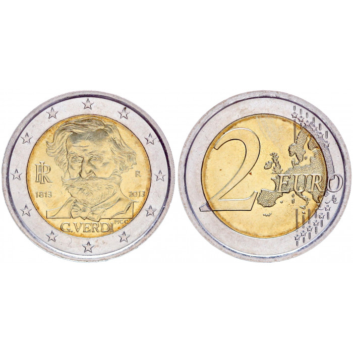 Италия 2 Евро 2013 год UNC KM# 357 200 лет со дня рождения Джузеппе Верди