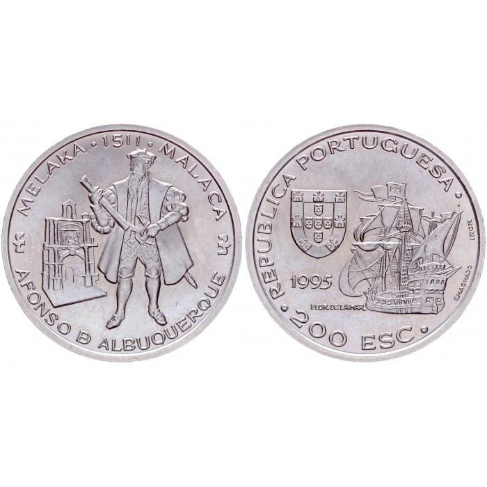 Португалия 200 Эскудо 1995 год UNC KM# 681 Афонсу Д'Альбукерке Малака 1511