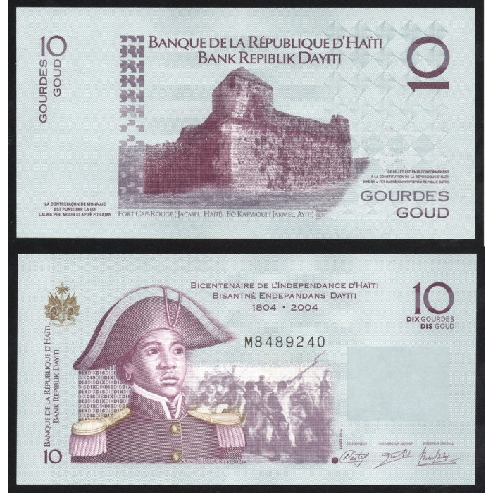 Гаити 10 Гурдов 2004 год UNC ПРЕСС P# 272a 200 лет независимости Гаити