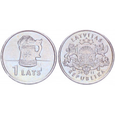 Латвия 1 Лат 2011 год UNC KM# 119 Пивная кружка