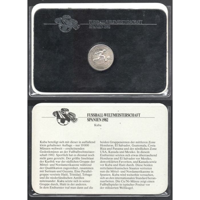 Куба 1 Песо 1981 год UNC KM# 58 12-й чемпионат мира по футболу 1982 Испания Коинкарта