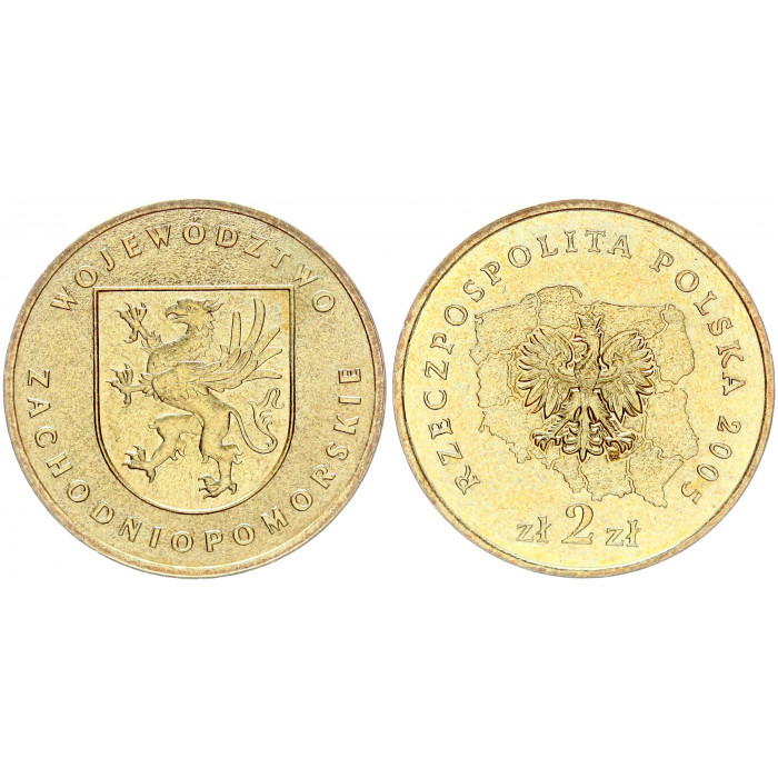 Польша 2 Злотых 2005 год UNC Y# 563 Западно-Поморское воеводство