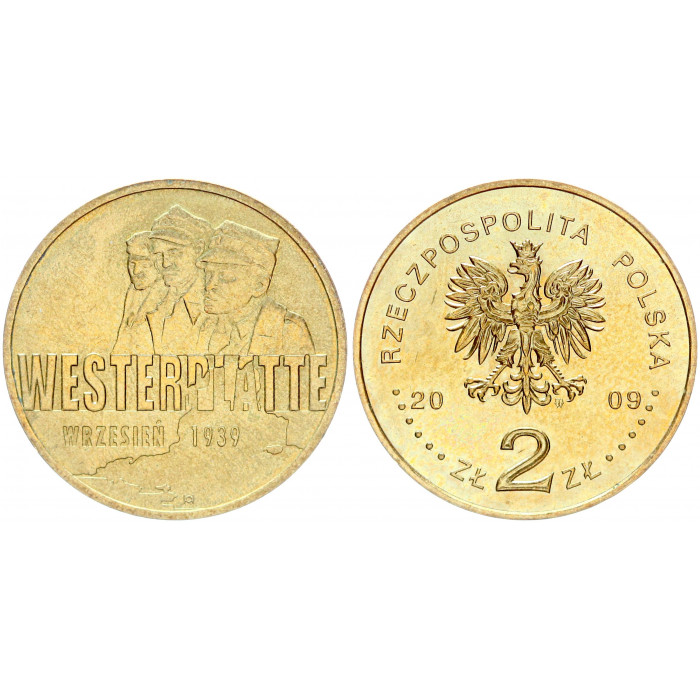 Польша 2 Злотых 2009 год UNC  Y# 694 Оборона Вестерплатте в сентябре 1939