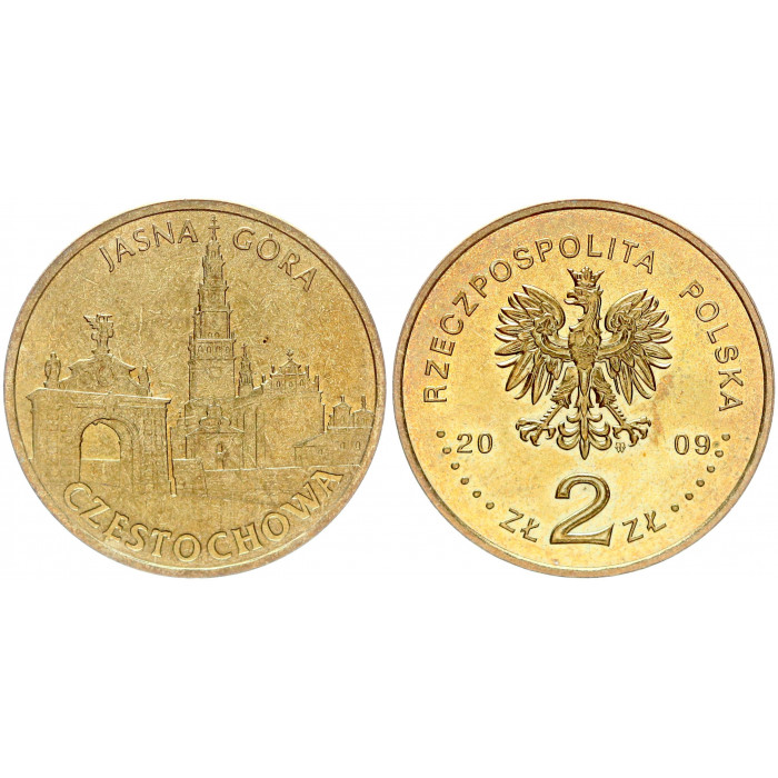 Польша 2 Злотых 2009 год UNC Y# 709 Ченстохов Древние города Польша