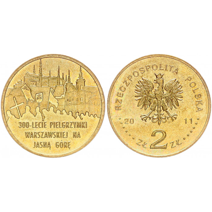 Польша 2 Злотых 2011 год UNC Y# 784 300-летие Варшавского паломничества на Ясну Гору