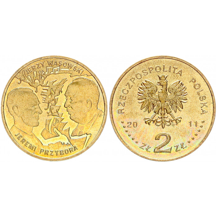 Польша 2 Злотых 2011 год UNC Y# 801 Ереми Пшибора и Анджей Васовски