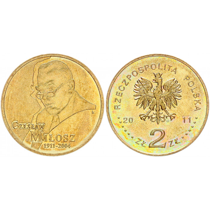 Польша 2 Злотых 2011 год UNC Y# 785 Чеслав Милош