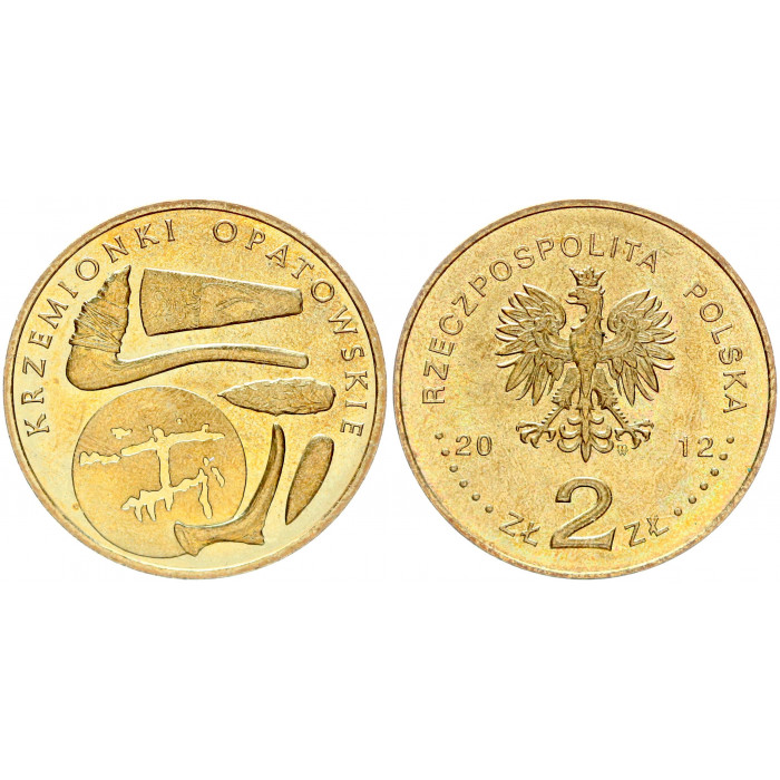 Польша 2 Злотых 2012 год UNC Y# 835 Неолитический кремниевый рудник в Опатуве