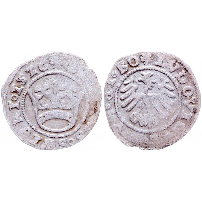 Польша 1/2 Гроша 1526 год Серебро Луиш II Венгерский
