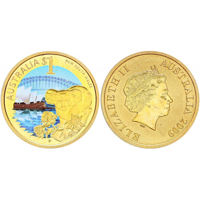 Австралия 1 Доллар 2009 год UNC KM# 1098 Фауна Коала Гордость Австралии Новый Южный Уэльс Елизавета II Алюминиевая бронза